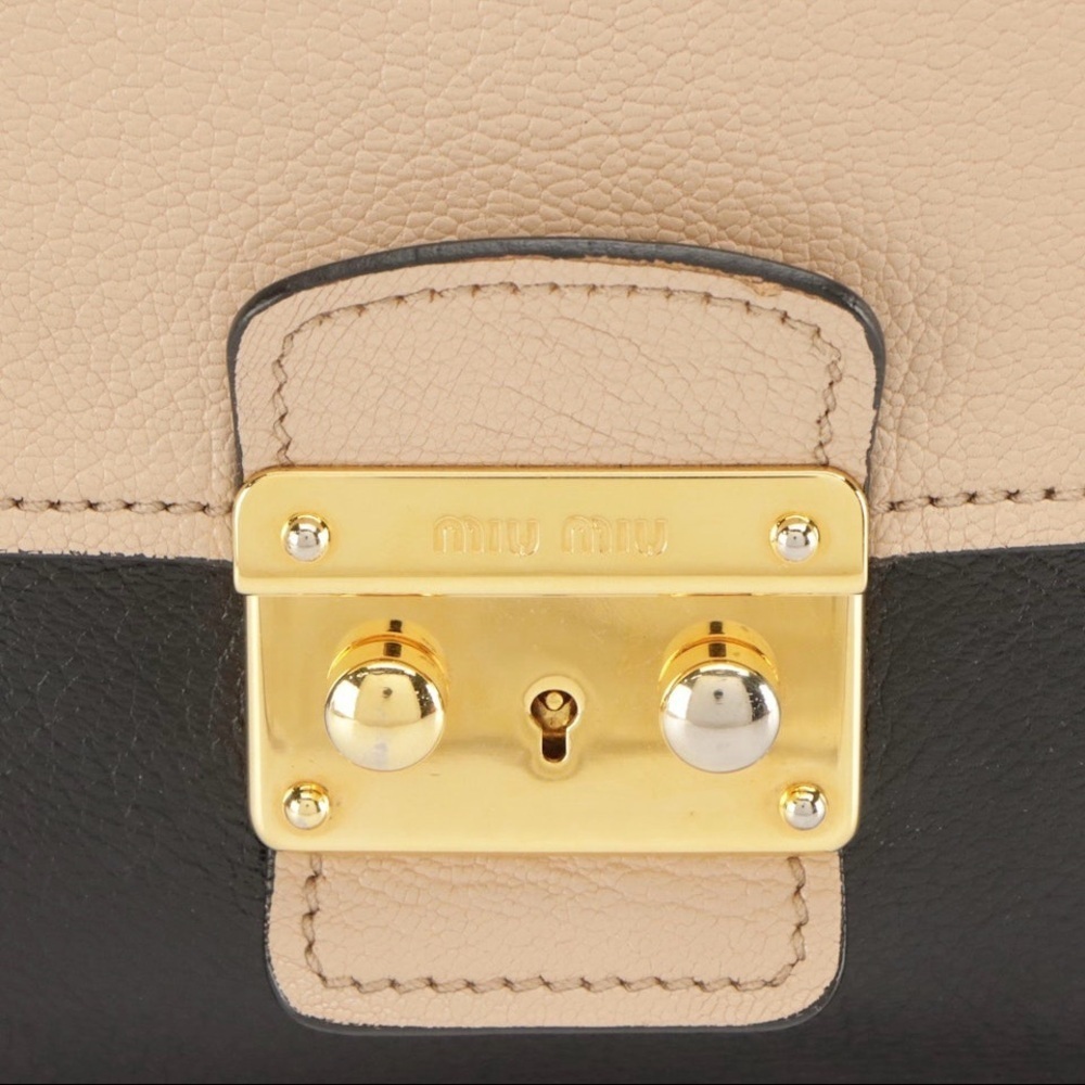 Miu Miu Madras Cipria Leather Top Handle Crossbody Satchel - Picture 6 of 16